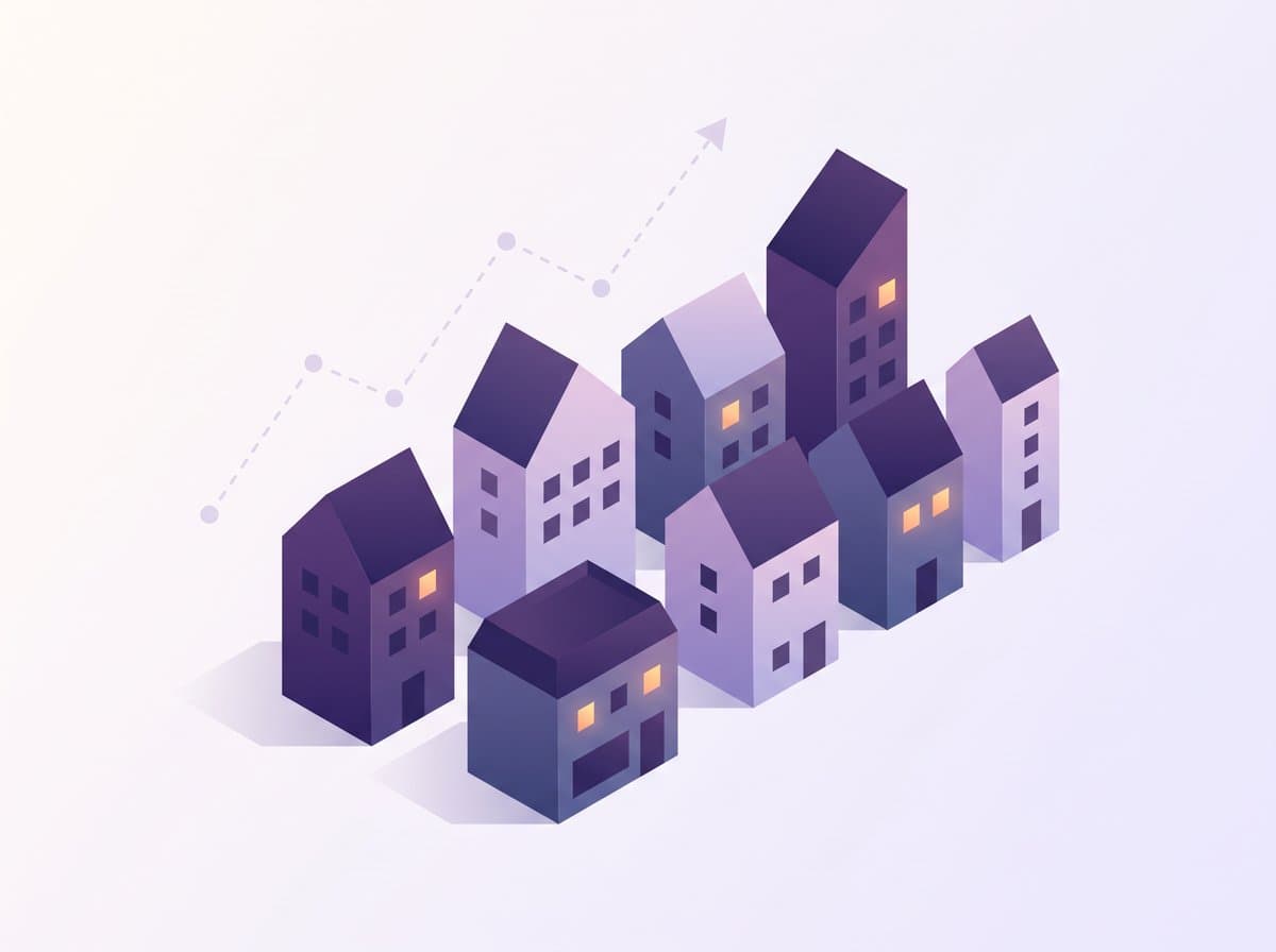 Illustration of a real estate portfolio made up of houses and small multi-family buildings